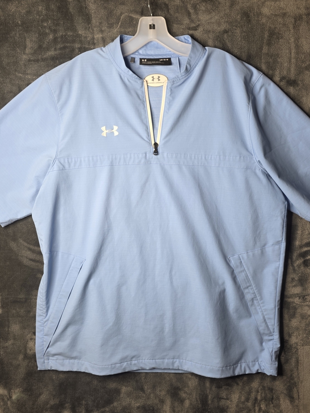 Under Armour Pale Blue Short Sleeve Pullover with White Zip Accents
